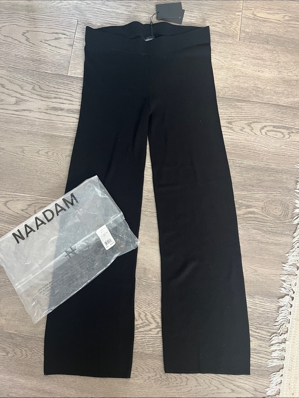 NAADAM Black Ribbed Cashmere/Silk flared Knit Pants